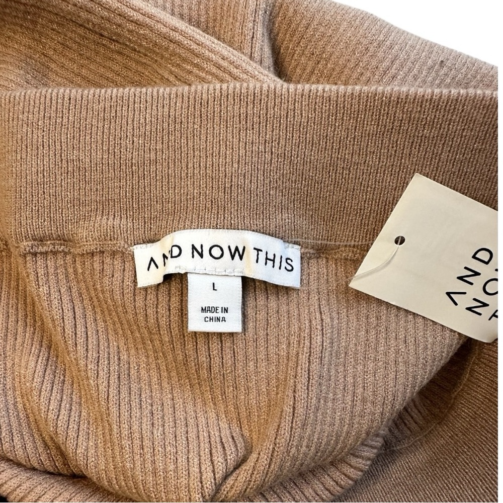 NWT AND NOW THIS Pull On Ribbed Knit Midi Skirt | Tan | Size Large - Picture 3 of 6